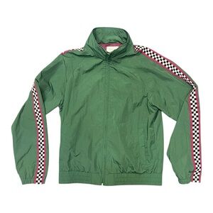 ⚡ Urban Outfitters Track‎ Jacket | Green Checkered Stripe Racer Style | Men’s L